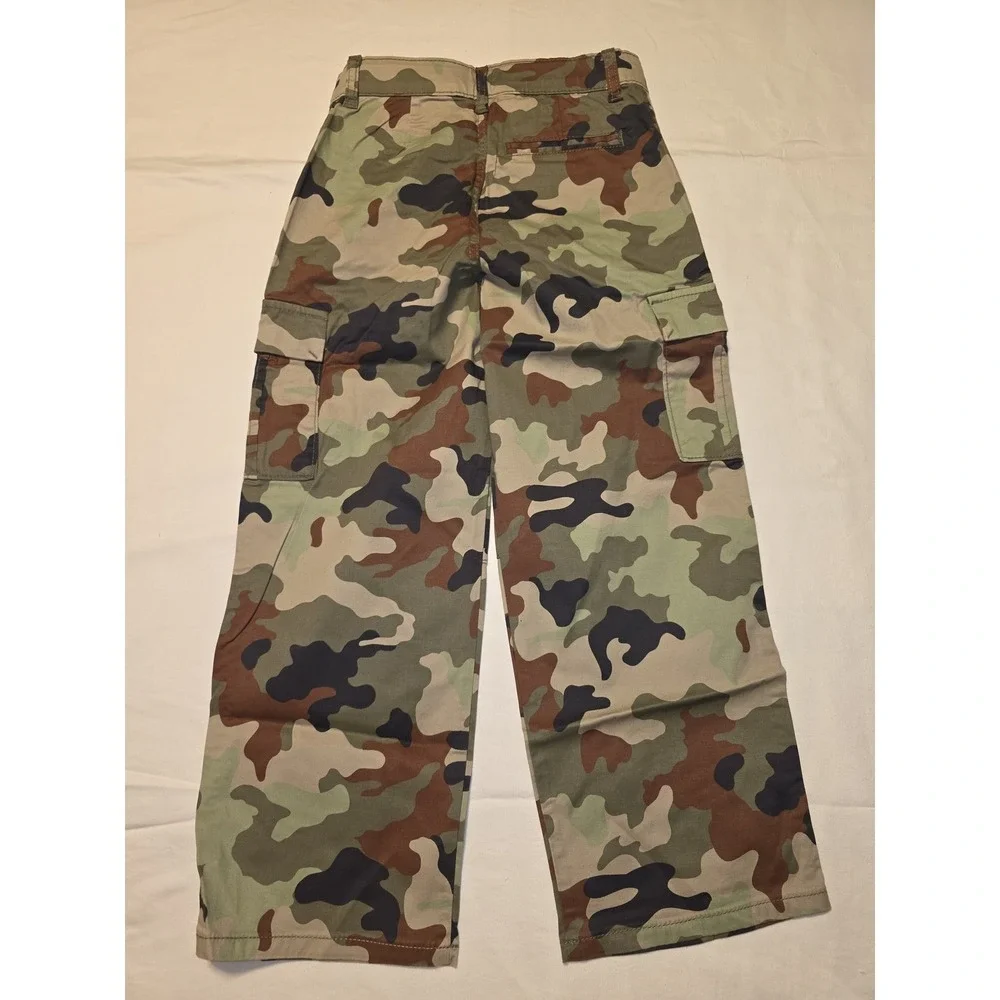 Cat & Jack Boys Baggy Cargo Pants Camo Khaki Reinforced Knee Size 7